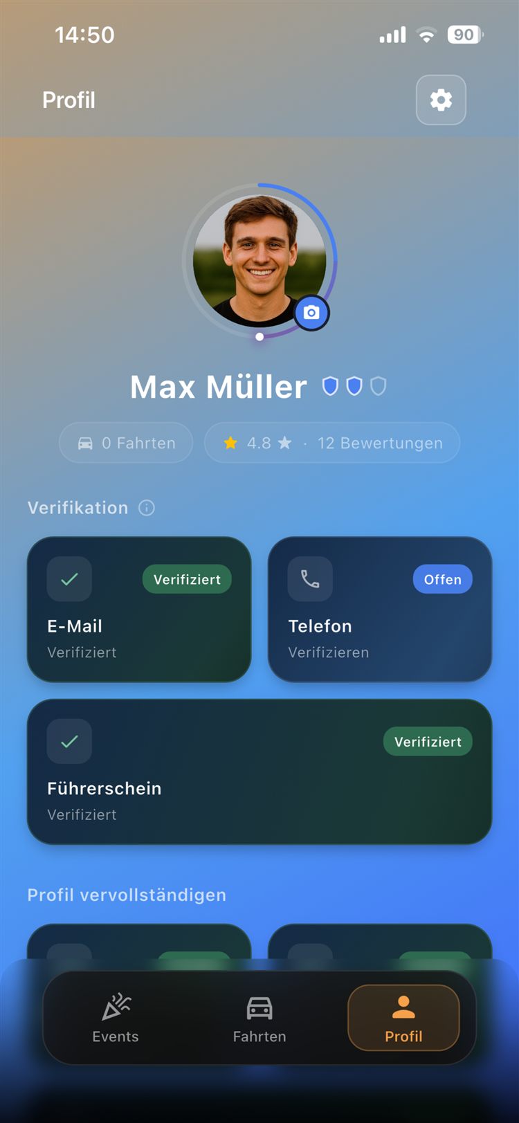 Profil mit Verifizierung